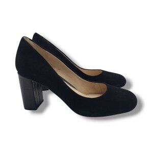 Clarks Narrative Gabriel Mist‎ Pump Womens 8 Black Suede Square Toe
